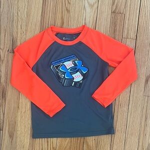 Under Armour Kids Shirt - Orange and Gray baseball theme